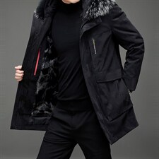 MJ-21119冬季男士派克服可脱卸加绒内胆连帽中长款风衣P505，男装风衣，电商B360