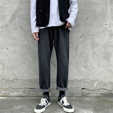 港风牛仔裤男四季休闲裤韩版宽松直筒小脚九分裤K406/P45，男装牛仔裤，电商D202