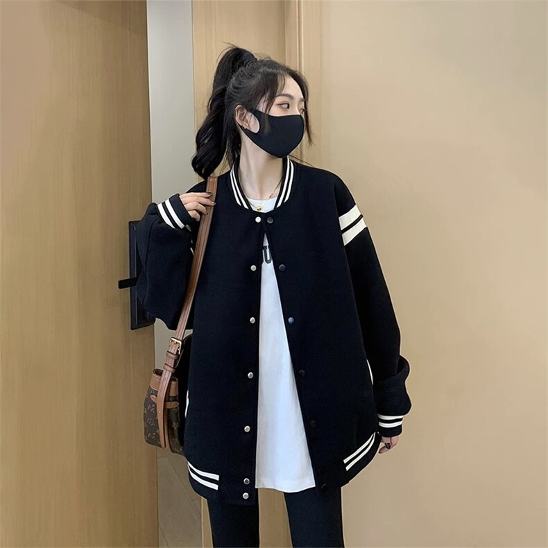 J9896-P70新款潮牌华棉刷毛复合棒球服开衫外套加绒,女装短外套,星座617A-2
