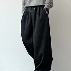 黑色休闲松紧腰香蕉卫裤2025冬季新款韩版宽松廓形保暖弯刀裤子男，男装休闲裤，星座506A