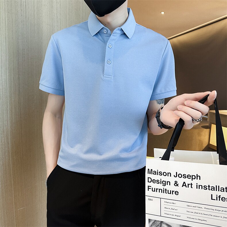 常年款品牌质量纯色光版翻领短袖polo衫男夏季t恤修身T0257-特P40,男装T恤,电商D342