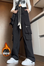 薄款改加绒特批P47无差价冬新防泼水中性抽绳束脚裤男K1305J加绒，男装休闲裤，电商A001