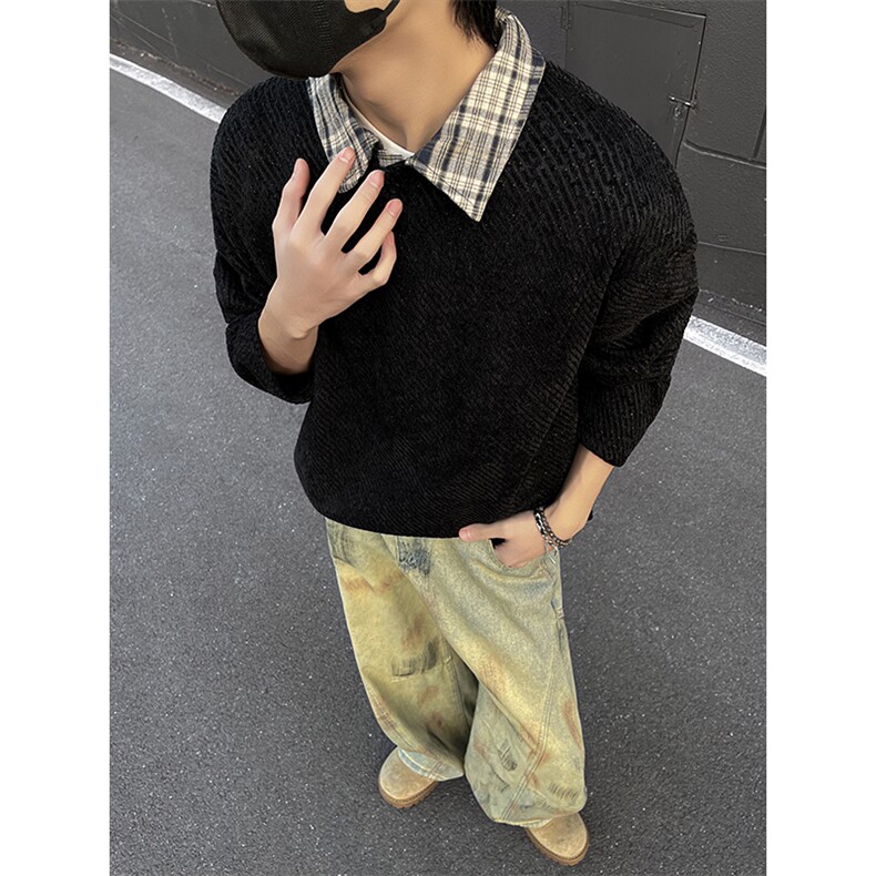 YK86135-P30加绒P35聚酯纤维秋冬季美式复古加绒长袖,男装卫衣,电商A086-1