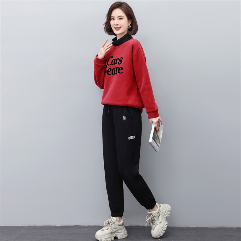 卫衣套装女2023年新款加绒加厚时尚洋气冬季休闲两件套,女装套装/套裙,涵誉