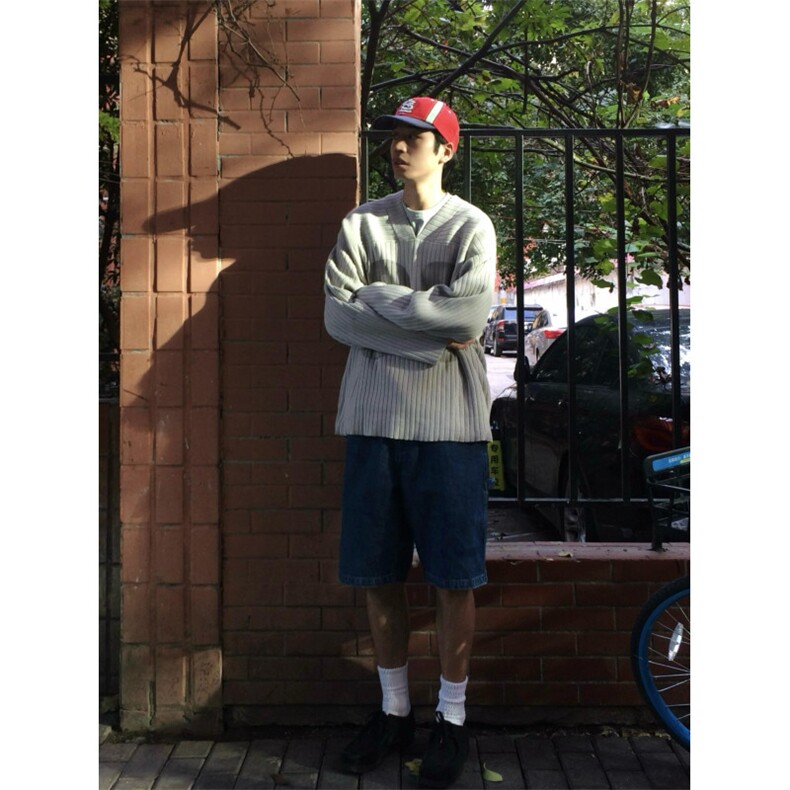 25M10-P60秋冬美式潮流男女套头针织衫V领毛衣休闲百搭打底衫,男装针织衫/毛衣,电商B327