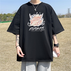 主推款T恤240克潮流美式宽松质感落肩纯棉印花短袖男T6354特P19，男装T恤，星座610B-1