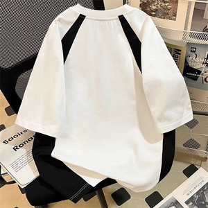 300克得物重磅100纯棉宽松撞色结构感光板短袖T恤男 RH5028-特P32图片