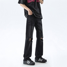 B221美式ins高街暗黑修身破洞弹力牛仔裤LK24182-P65控88，男装牛仔裤，电商B221