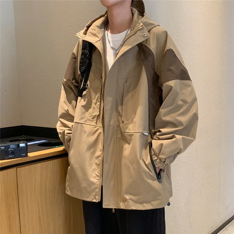 冲锋衣夹克男韩版潮流拼接个性连帽2023秋冬新款ins外套W5118-P73,男装夹克,星座412-3