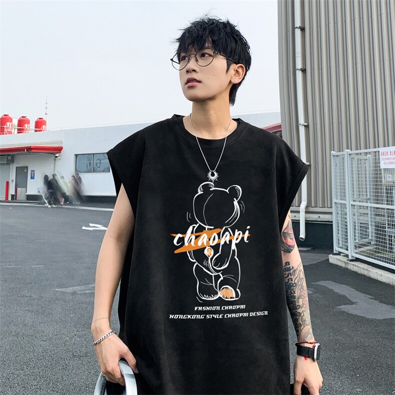 ！2025夏季新款男士麂皮绒无袖T恤简约情侣背心TLBX35特P18图片