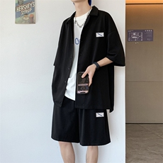 布标运动套装男夏季新款短袖宽松五分裤休闲服潮流TZ005-特批60，男装休闲裤，星座718-1