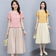 罗得堡2021夏装新款时尚套裙两件套9018，女装套装/套裙，罗得堡