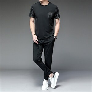夏天男士休闲套装男夏季运动套装男衣服运动服套装男装短袖套装,男装休闲套装,电商B212（原钱塘6029）