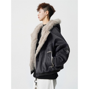 706-LK5030-P138   现货  冬季美式复古仿兔毛座山雕棉服加厚外套图片