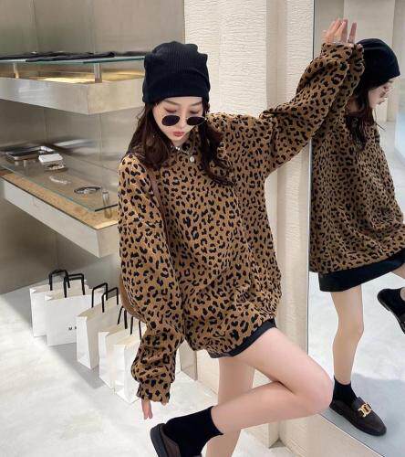 新面料豹纹卫衣，女装卫衣/绒衫，欧妮卡蒂蔓