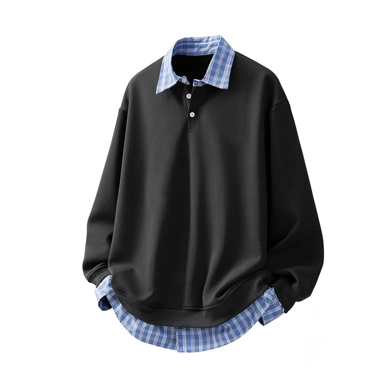 可二开衬衫领卫衣大码M-5XL表面棉底部聚酯纤维78010P58，男装衬衫，星座227-7