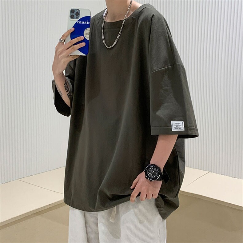 纯色短袖T恤男宽松型休闲风圆领半袖中性风简约上衣T3315-特价P19,男装T恤,电商A007