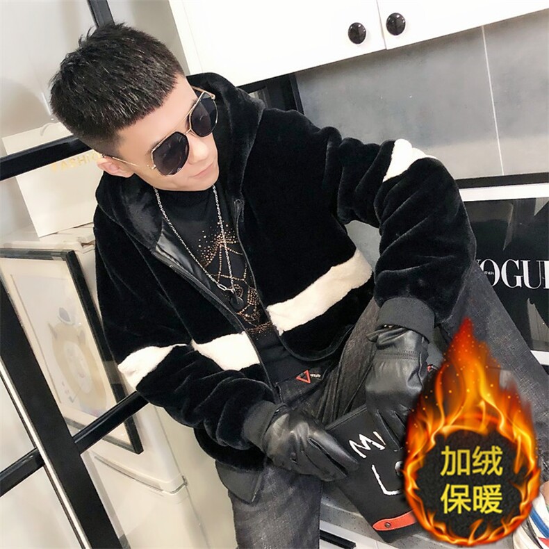 1仿皮草加绒棉服社会小伙加厚男棉衣保暖外套C301B-PC02图片