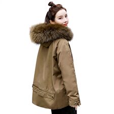 棉衣/棉服2021新款冬仿羊羔毛中长款工装带帽棉服女外套配毛领,女装棉衣/棉服,瑶迪依秀