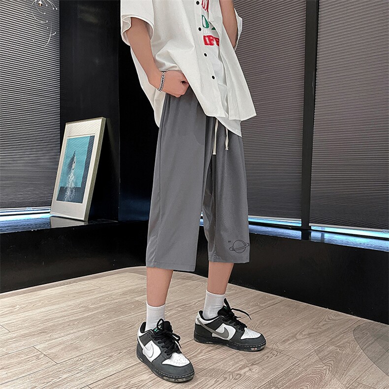 QK72238-P25冰丝七分裤男大码速干短裤男五分裤港风,男装休闲裤,电商A040