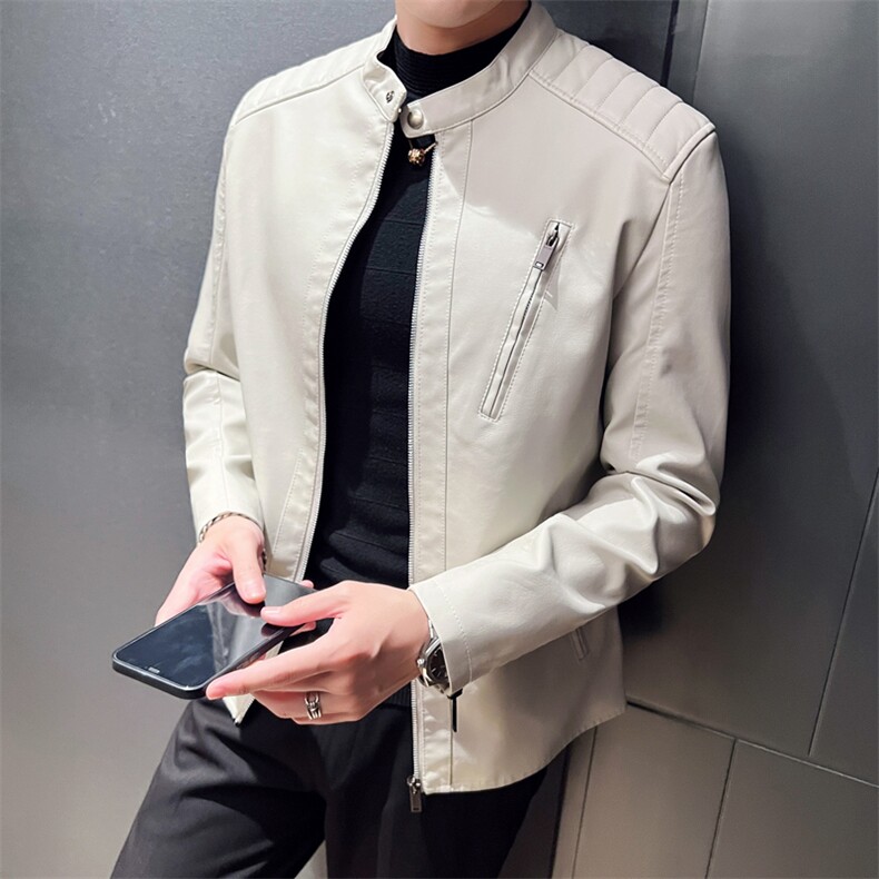 2023秋冬皮衣夹克修身立领PU皮衣外套男py5601-p88,男装皮衣,电商D303