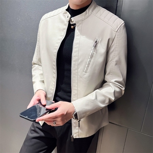 2023秋冬皮衣夹克 修身立领PU皮衣外套男py5601-p88图片