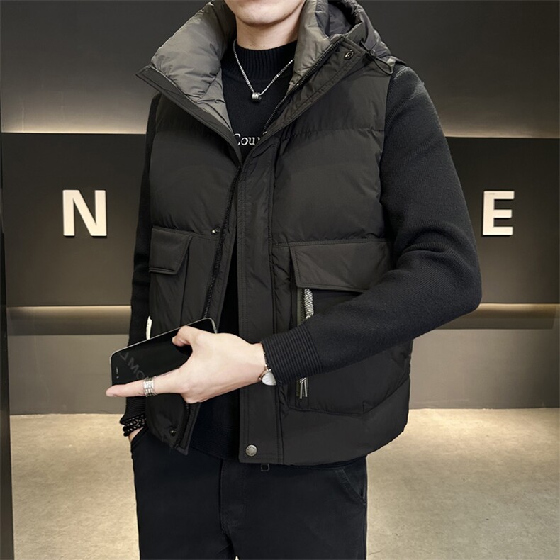 短款连帽马健男休闲日系面包服保暖外套马甲背心M8082-P130,男装背心/马甲,电商A237