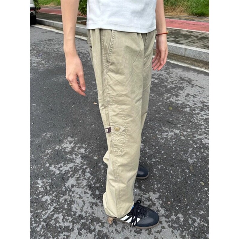 07qwer卡其色工装裤男款美式机能伐木裤子潮牌古着cleanfit直筒裤,男装工装外套,星座908-1