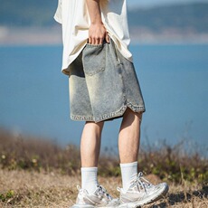 2025新款夏季牛仔短裤男百搭潮流水洗宽松直筒裤子休闲薄款五分裤，男装牛仔裤，星座1210-1