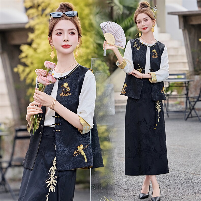 芷墨春夏新款复古设计感新中式马甲上衣显高显瘦通勤百搭外套女，女装马甲，芷墨服饰