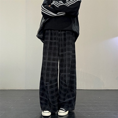 黑白格子裤男秋季慵懒风垂感美式复古休闲裤子B381-2/103/P45，男装休闲裤，电商B381-2