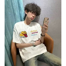 万针全刺绣工艺抖音得物高品质260克重磅纯棉双纱美式高街短袖T恤，男装T恤，电商A486-1