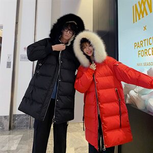 情侣棉衣宽松连帽棉服大红色 情侣装棉袄外套816B-DY03P148图片