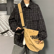 秋冬简约翻领潮新款男气质标准夹克长袖潮流青春流行格子外穿百搭，男装夹克，星座1210-1