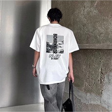 抖音得物供货210克现货宽松纯棉美式潮牌印花落肩袖纯棉T恤AT2141，男装T恤，电商A443