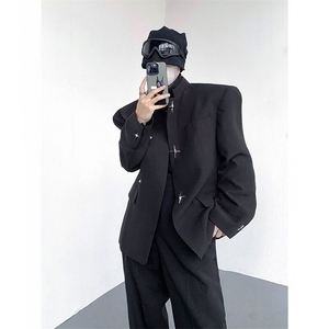W9233-P68 网图现货 春新款新中式垫肩西装外套风立领西服夹克图片