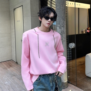 链条项链款男大时尚卫衣秋冬打底设计高街痞帅潮男打底衫长袖P55图片