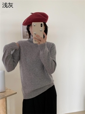 时尚百搭女士秋冬高领打底衫纯色简约针织衫修身显瘦毛衣，女装针织衫/毛衣，牧思羊