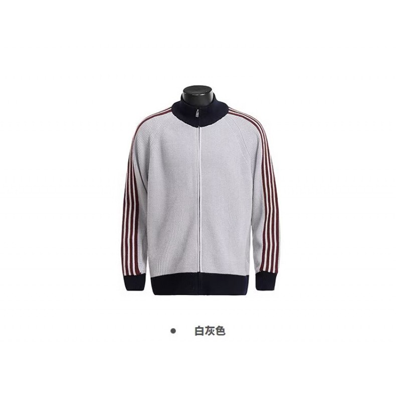 网图现货秋季立领男士针织衫三条杠宽松外套夹克RM397-P78，男装针织衫/毛衣，星座1005-4