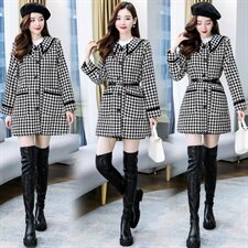 2021简约时尚优雅休闲小香风单排扣长袖加棉保暖毛呢大衣送腰带，女装毛呢外套，韩美纤衣