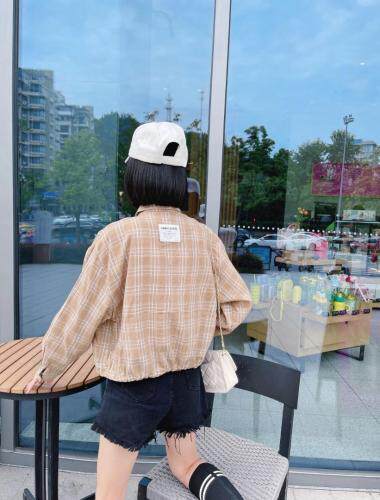 秋格子衬衣两件套，其它，沐·沐