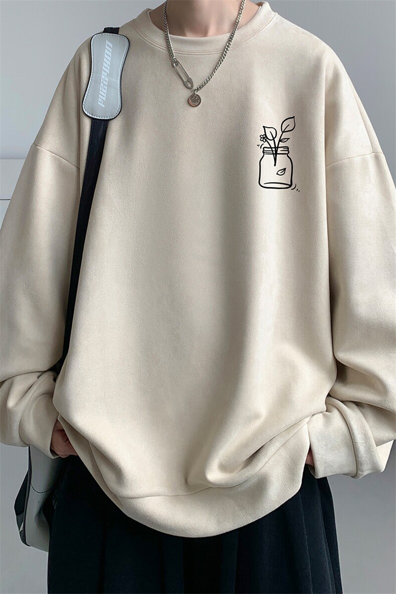麂皮绒卫衣男大码重磅长袖t恤男JW81430-P35,男装T恤,电商A040