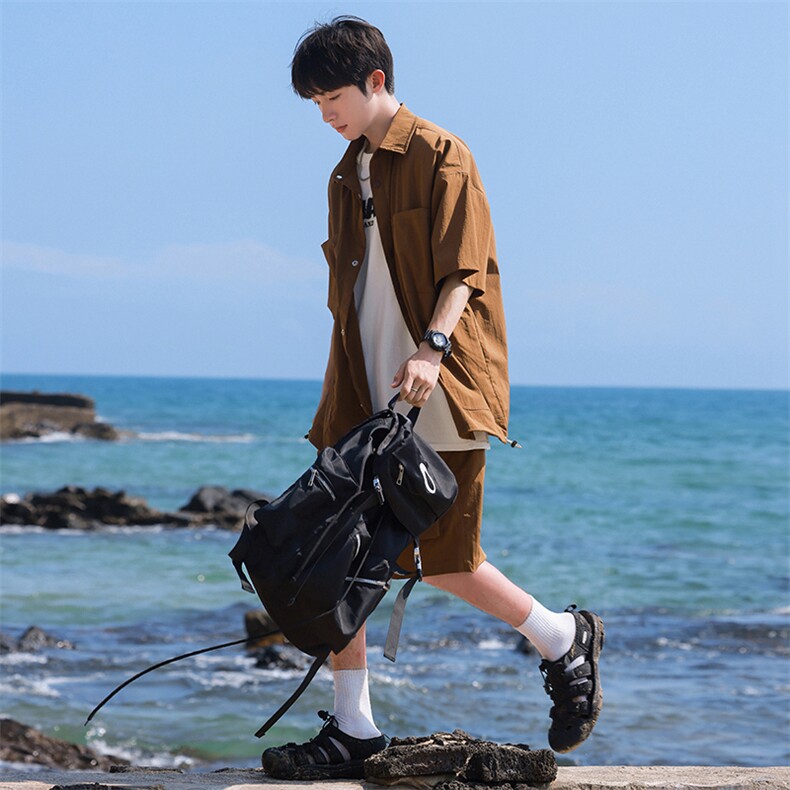 夏季套装男高品潮牌五分袖衬衫短裤大码两件套DSA157B-C69-P85,男装牛仔裤,电商A157B