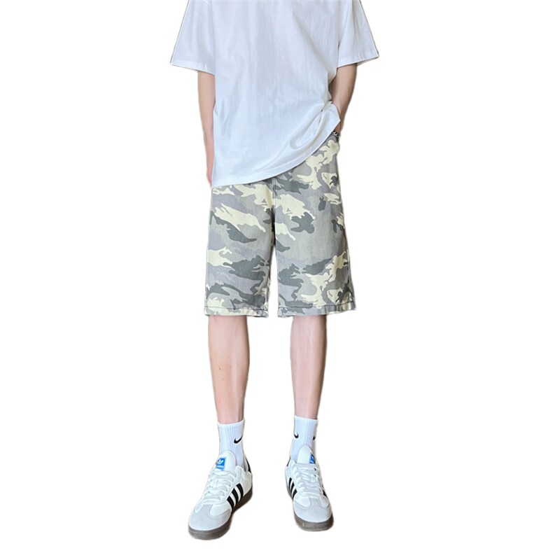 现货得物夏季迷彩工装宽松阔腿直筒五分短裤男K5916-特P35控59,男装牛仔裤,星座205