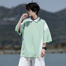 8XL-M拼接撞色短袖t恤男款夏季新款半袖POLO衫加肥加大码DT004P38，男装Polo衫，电商B312