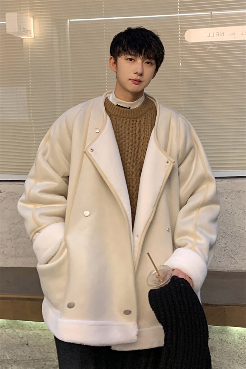 港风皮毛一体棉衣男高级感轻奢机车棉服男外套男8708P158控228,男装棉衣,星座226-1