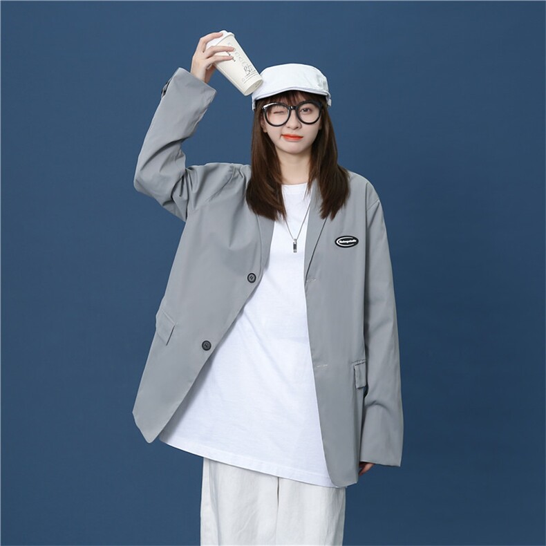 中性秋装新款宽松百搭休闲翻领西服小西装外套上衣XF52P75,男装西服套装,电商D325