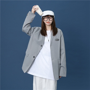 中性 秋装新款宽松百搭休闲翻领西服小西装外套上衣XF52 P75图片