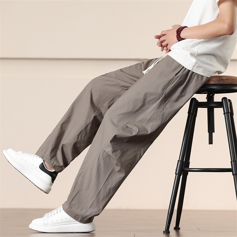 春夏风休闲裤男宽松大码弯刀哈伦裤潮流青年阔腿裤子AK20P45，男装休闲裤，星座220-2