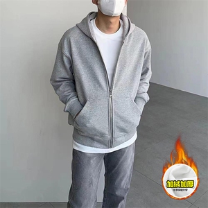 480G重磅加绒硬挺boxy男女秋冬美式高街结构双拉链开衫卫衣厚外套图片